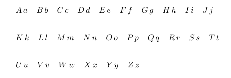 English alphabet text